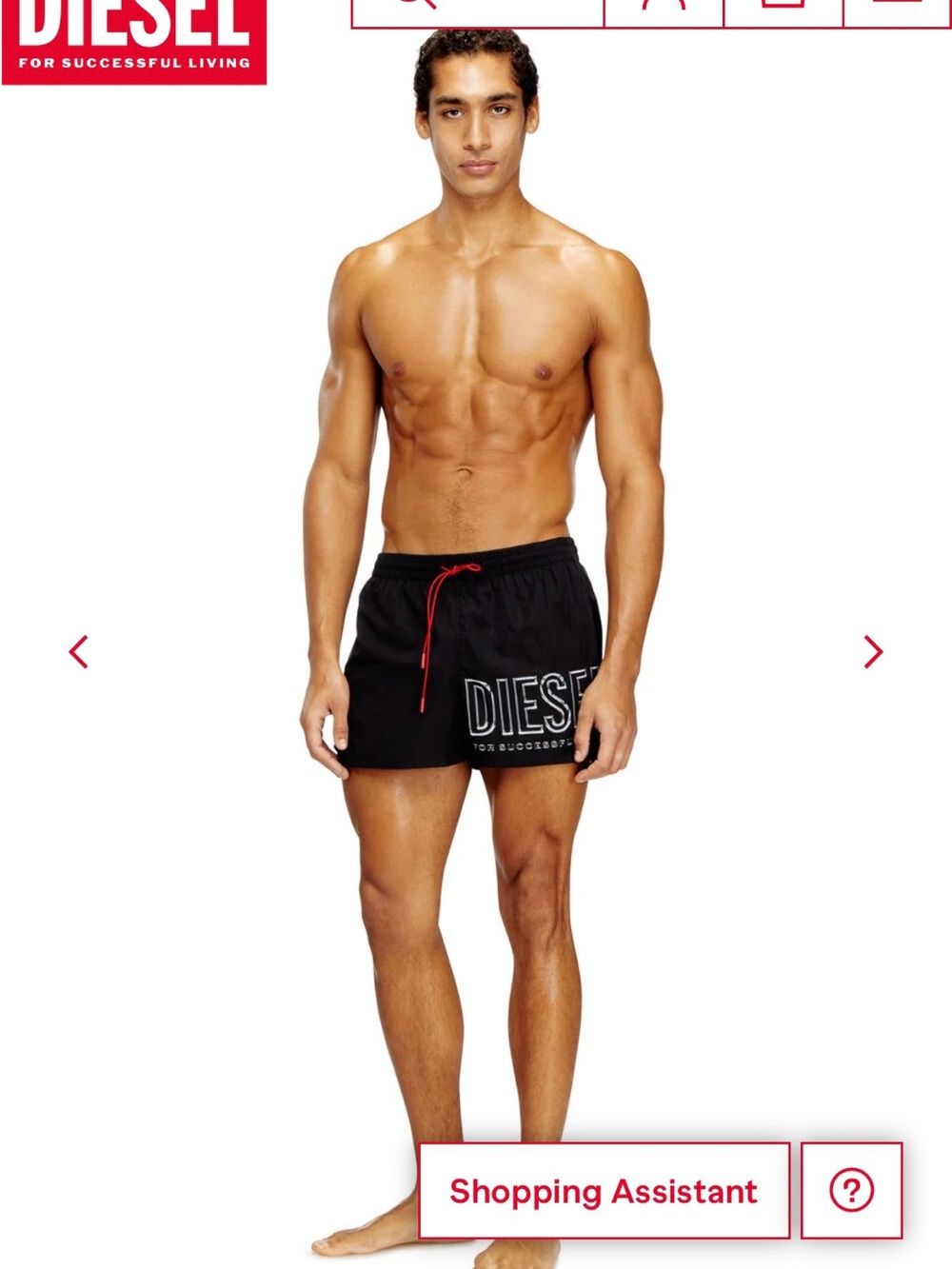 Diesel Black Swim Shorts with Red Drawstring